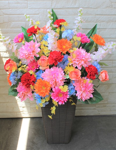 泌尿器科開院祝い花　造花フラワーアレンジメント